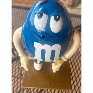 Mars, Inc. Blue M&M Candy Dispenser Canister Plastic 9.5" (MISSING PARTS-READ)